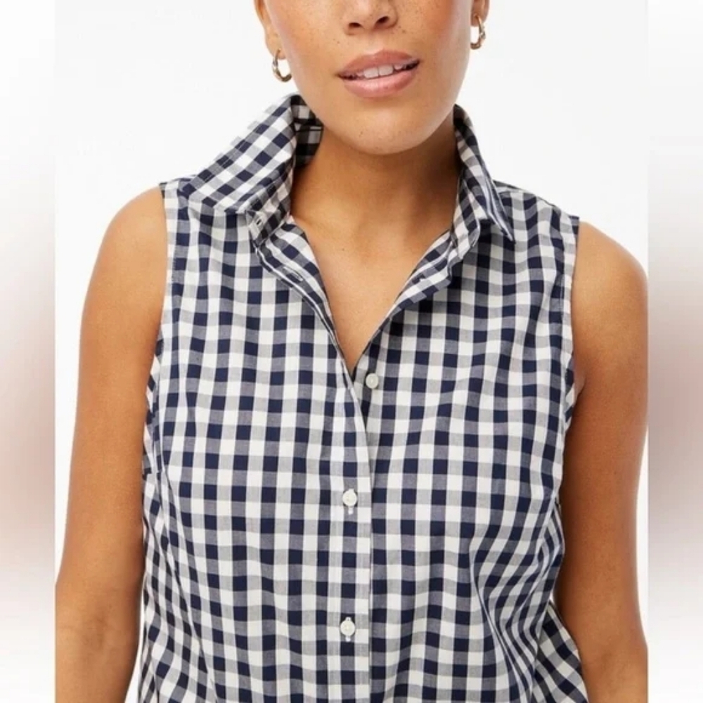 J. Crew Sleeveless Gingham Shirt